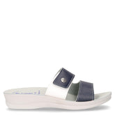 Ciabatta in ecopelle con zeppa blu bianco | Boscaini Scarpe