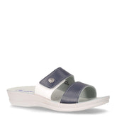 Ciabatta in ecopelle con zeppa blu bianco | Boscaini Scarpe