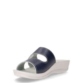 Ciabatta in ecopelle con zeppa blu bianco | Boscaini Scarpe