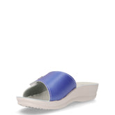 Ciabatta in ecopelle con strappo jeans bianco | Boscaini Scarpe