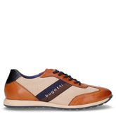 Stringata sportiva in pelle e tessuto beige cognac | Boscaini Scarpe