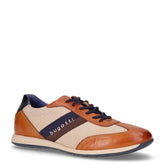 Stringata sportiva in pelle e tessuto beige cognac | Boscaini Scarpe