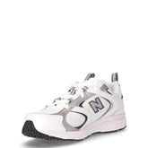 408 sneaker in ecopelle e tessuto bianco argento | Boscaini Scarpe