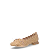 Ballerina in rafia e pelle con staffa nocciola | Boscaini Scarpe
