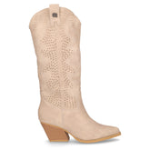 Stivale camperos in ecopelle con tacco beige | Boscaini Scarpe