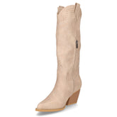 Stivale camperos in ecopelle con tacco beige | Boscaini Scarpe