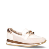 Mocassino in tessuto ed ecopelle con catena bianco oro rosa - Mocassini Donna | Boscaini Scarpe