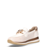 Mocassino in tessuto ed ecopelle con catena bianco oro rosa | Boscaini Scarpe
