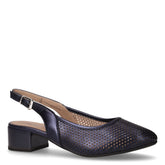 Slingback in pelle con tacco navy perlato | Boscaini Scarpe
