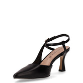 Slingback con tacco in ecopelle nero | Boscaini Scarpe