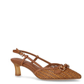 Slingback in rafia e pelle con tacco cognac | Boscaini Scarpe