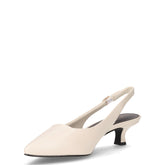 Slingback con tacco in ecopelle crema | Boscaini Scarpe
