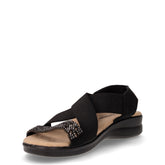 Sandalo in pelle e tessuto nero | Boscaini Scarpe