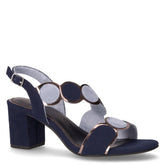 Sandalo in tessuto con tacco navy - Sandali Con Tacco Donna | Boscaini Scarpe