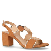 Sandalo in tessuto ed ecopelle con tacco mandorla - Sandali Con Tacco Donna | Boscaini Scarpe