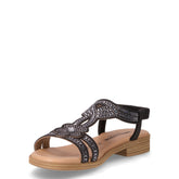 Sandalo in ecopelle con strass nero | Boscaini Scarpe