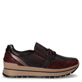 Sneaker slip-on in pelle con zeppa bordeaux | Boscaini Scarpe