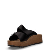 Ciabatta con zeppa in ecopelle nero | Boscaini Scarpe