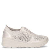 Sneaker slip on in tessuto ed ecopelle argento | Boscaini Scarpe