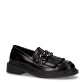 Mocassino in pelle con frangia e staffa nero | Boscaini Scarpe