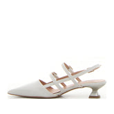 Décolleté slingback a punta con cinturini ivory vernice - DU SIMON | Boscaini Scarpe