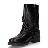 Stivaletto in pelle con fibbie e zip laterale nero | Boscaini Scarpe