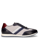 Stringata sportiva in pelle e tessuto grigio blu | Boscaini Scarpe
