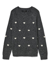 Maglione girocollo in maglia con cuori grigio scuro | Boscaini Scarpe