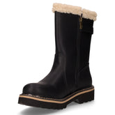 Stivaletto in ecopelle con bordo shearling nero | Boscaini Scarpe
