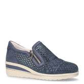 Mocassino in pelle con zeppa blu - VALLEVERDE | Boscaini Scarpe
