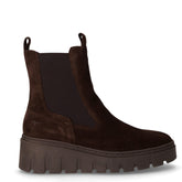Stivaletto in pelle scamosciata con zeppa mocca | Boscaini Scarpe