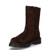 Stivaletto in pelle scamosciata con zip marrone | Boscaini Scarpe
