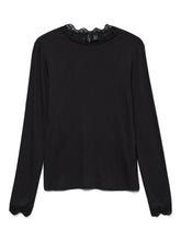 Maglia con pizzo in tessuto nero | Boscaini Scarpe