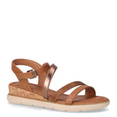 Sandalo in ecopelle con zeppa cognac | Boscaini Scarpe