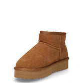 Stivaletto caldo in pelle con platform cammello | Boscaini Scarpe