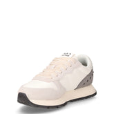 Ally Studs sneaker in pelle e tessuto bianco panna grigio | Boscaini Scarpe