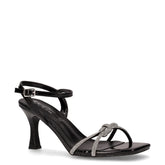 Sandalo in ecopelle e tessuto con tacco nero - TOO LIKE | Boscaini Scarpe