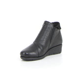 Stivaletto in pelle con zeppa nero | Boscaini Scarpe