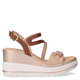 Sandalo in pelle con zeppa cipria - Sandali Con Tacco Donna | Boscaini Scarpe