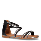 Sandalo in ecopelle e tessuto con strass nero - TOO LIKE | Boscaini Scarpe