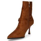 Tronchetto a punta in tessuto cognac | Boscaini Scarpe