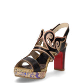 Hicao sandalo con tacco in pelle nero beige | Boscaini Scarpe