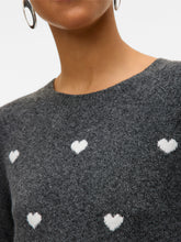 Maglione girocollo in maglia con cuori grigio scuro | Boscaini Scarpe