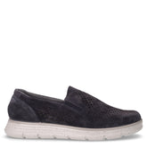 Mocassino slip on in pelle scamosciata traforata blu | Boscaini Scarpe