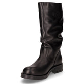 Stivale biker in pelle stropicciata nero | Boscaini Scarpe