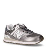 574 sneaker in pelle e tessuto grigio metallizzato | Boscaini Scarpe