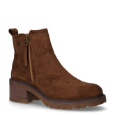 Stivaletto in tessuto scamosciato con tacco taupe | Boscaini Scarpe