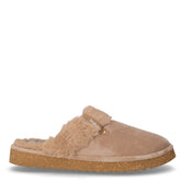 Ciabatta in tessuto con ecopelliccia naturale | Boscaini Scarpe
