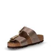 Sydney Cushion Buckle ciabatta in pelle graceful taupe | Boscaini Scarpe