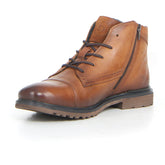 Stivaletto stringato con zip cognac | Boscaini Scarpe